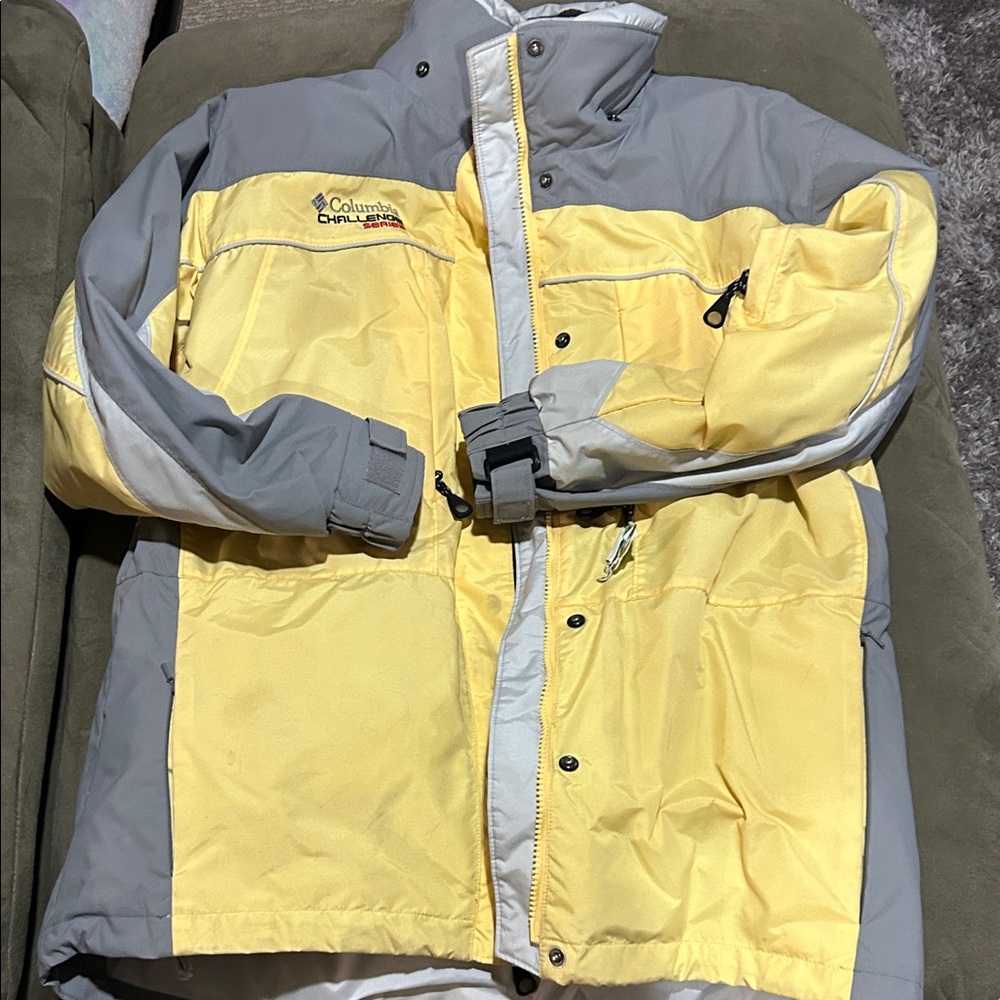 Women’s medium Columbia Two-Tone Yellow and Gray Jacket. Three in 1.